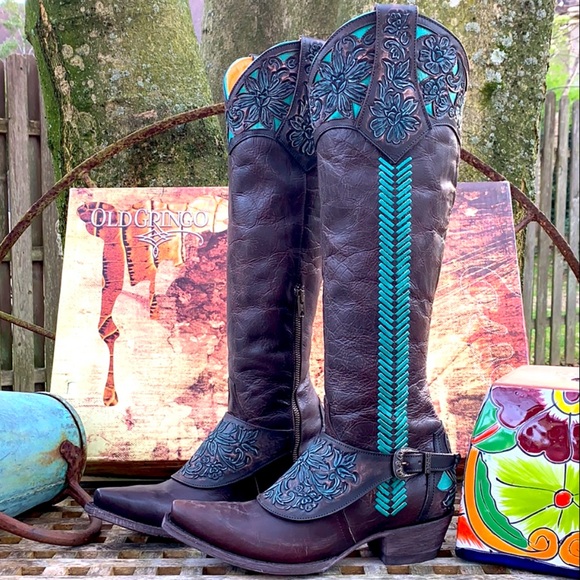 OLD GRINGO NEW With Box Aster Tooling 18” Tall Knee High Western Boots, Size 6.5 - Picture 11 of 13
